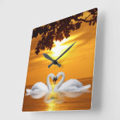 Swan-Liebe Quadratische Wanduhr (Winkel)