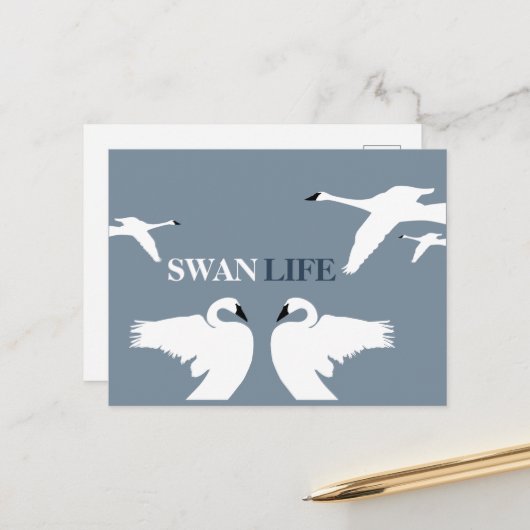 Swan Life, Elegante Swan Postkarte (Vorderseite/Rückseite Beispiel)