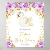 Swan Lila and Gold Rose Kinderdusche Willkommen Poster (Vorne)