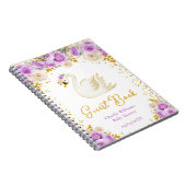 Swan Lila Gold Rose Baby Shower Gästebuch Notizblock (Rechte Seite)