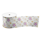 Swan Lila und Gold Floral Rose Satinband (Spule)