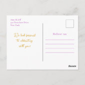 Swan Lila und Gold Rose Kinderdusche Postkarte (Rückseite)