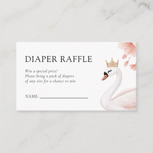 Swan Little Princess Baby Duwer Windel Raffle Begleitkarte (Vorderseite)