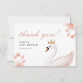 Swan Little Princess Baby Shower Dankeskarte (Vorderseite)
