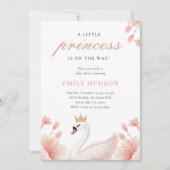 Swan Little Princess Baby Shower Einladung (Vorderseite)