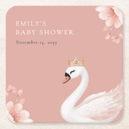 Swan Little Princess Baby Shower Rechteckiger Pappuntersetzer