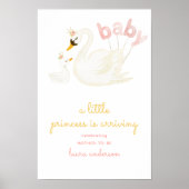 Swan Little Princess Wasserfarbe Pink Babydusche Poster (Vorne)