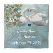 Swan Love Bird Hochzeit 9. Hochzeitstag Fliese (Vorderseite)