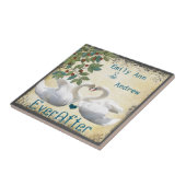 Swan Love Birds Wood Grain Ever After Anniversary Fliese (Seite)