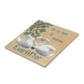 Swan Love Birds Wood Grain Ever After Anniversary Fliese (Seite)