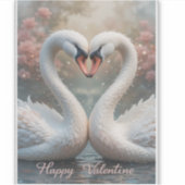 Swan Love Valentine Elegant Romantic Bird  Aufkleber (Vorderseite)