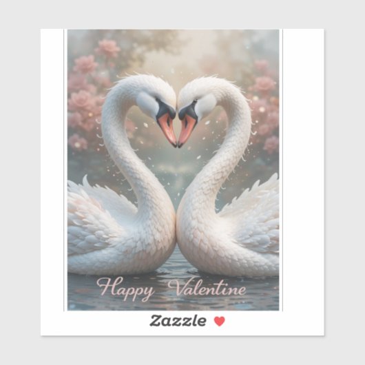 Swan Love Valentine Elegant Romantic Bird  Aufkleber (Blatt)