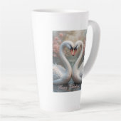 Swan Love Valentine Elegant Romantic Bird  Milchtasse (Rechte Ecke)