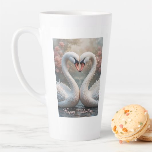Swan Love Valentine Elegant Romantic Bird  Milchtasse (Beispiel)