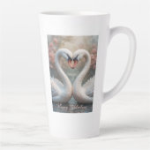 Swan Love Valentine Elegant Romantic Bird  Milchtasse (Rechts)