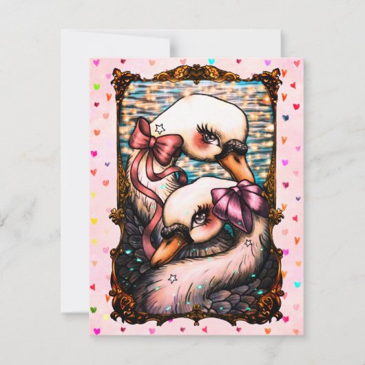 Swan lovers RSVP karte (Vorderseite)