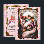 Swan lovers save the date<br><div class="desc">All cute pastel pastry,  food and sweet confections with a tea party setting,  tea cups,  pastries,  candle drum,  swan,  bird,  cat,  butterfly,  bee,  dragonfly,  cute things and etc</div>