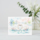 Swan Lovers - Valentine's Day Feiertagspostkarte (Stehend Vorderseite)