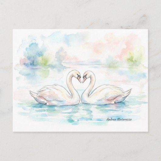 Swan Lovers - Valentine's Day Feiertagspostkarte (Vorderseite)
