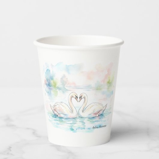 Swan Lovers - Valentine's Day Pappbecher (Vorderseite)