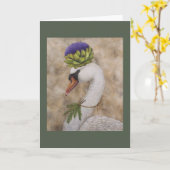 Swan mit Artischocke und Rosmarin Grußkarte Karte (Gelbe Blume)