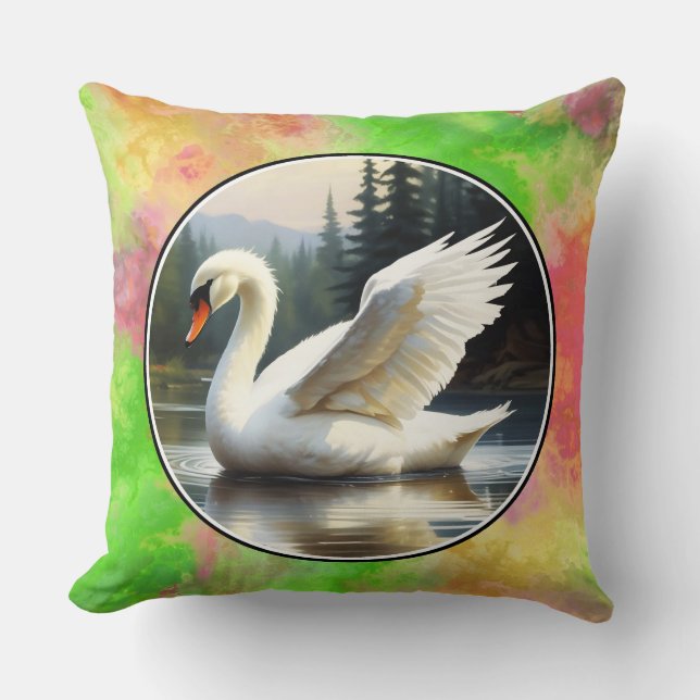 Swan mit ausgestreckten Flügeln gleiten über den T Kissen (Vorderseite)