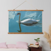 Swan mit Cloud Reflections Wandteppich Mit Holzrahmen (Schlafzimmer)