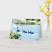 Swan mit Cygnets am Fluss Karte (Gelbe Blume)