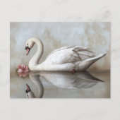 Swan mit einem Blume-Gemälde in Rosa Postkarte (Vorderseite)