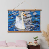 Swan mit Reflections Wandteppich Mit Holzrahmen (Schlafzimmer)