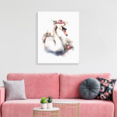 Swan mit Rose Blume Crown Leinwanddruck (Insitu (Wohnzimmer))