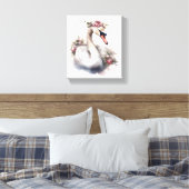 Swan mit Rose Blume Crown Leinwanddruck (Insitu (Schlafzimmer))