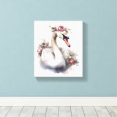 Swan mit Rose Blume Crown Leinwanddruck (Insitu (Holzboden))