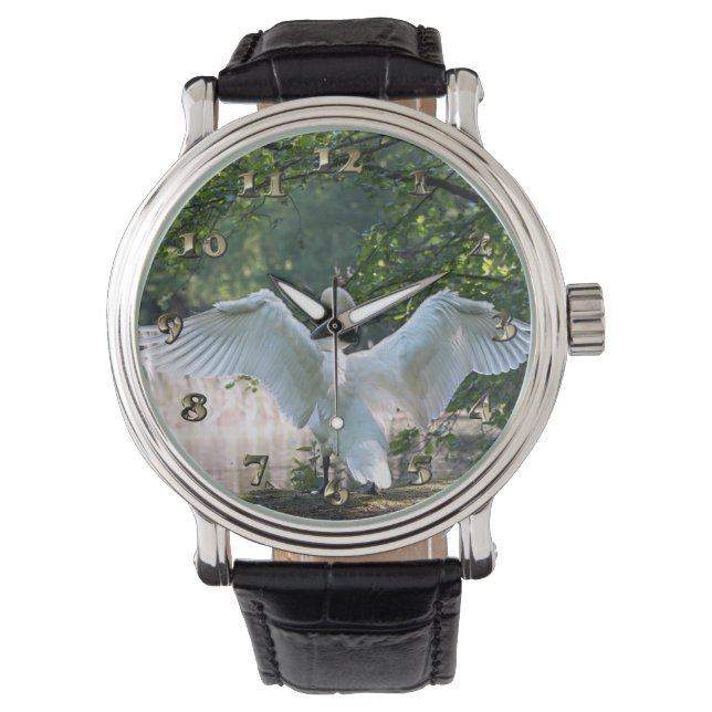 Swan mit Wings Spread Armbanduhr (Vorderseite)