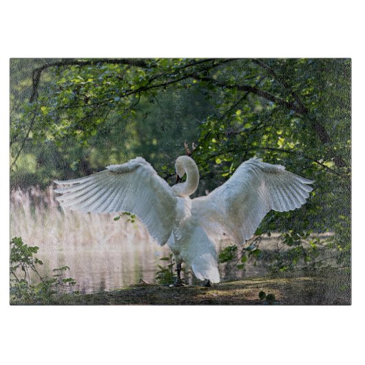 Swan mit Wings Spread Schneidebrett (Vorderseite)