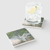 Swan mit Wings Spread Steinuntersetzer (Seitenansicht)