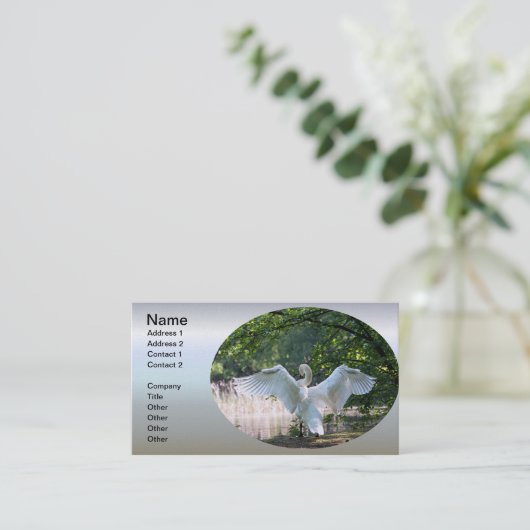 Swan mit Wings Spread Visitenkarte (Stehend Vorderseite)