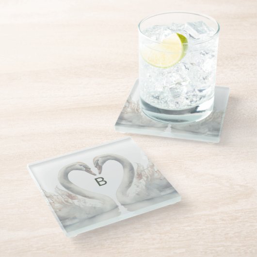 Swan Monogram Glasuntersetzer (Schrägansicht)