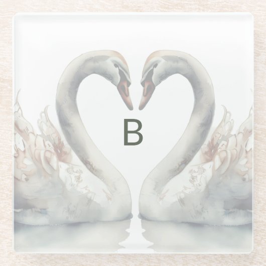 Swan Monogram Glasuntersetzer (Vorderseite)