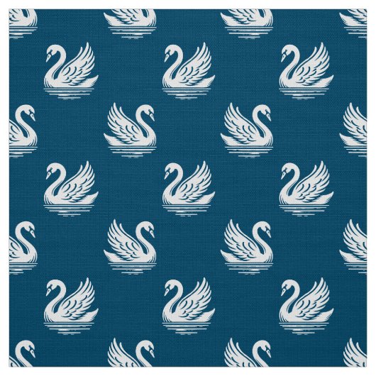 Swan Muster 02 - Weiß auf Ocean Blue Stoff (Muster)