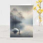 Swan On Misty Lake Beileid Vielen Dank Karte (Gelbe Blume)