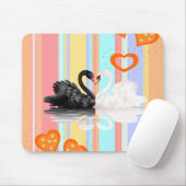Swan Orange Hearts Stripe Maus Pad! Mousepad (Mit Mouse)
