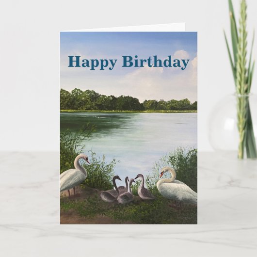 Swan Painting Birthday Card mit Shakespeare Quote Karte (Vorderseite)