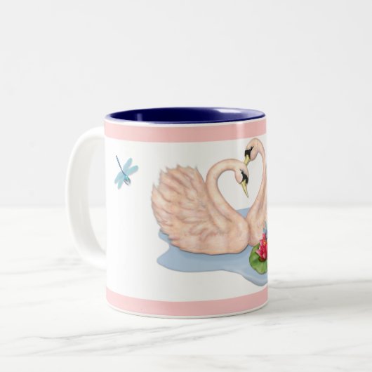 Swan Pair Zweifarbige Tasse (Vorderseite Links)