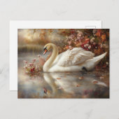 Swan Pastel Autumn Foliage Painting Postkarte (Vorne/Hinten)