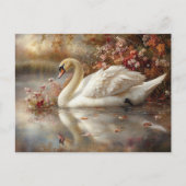Swan Pastel Autumn Foliage Painting Postkarte (Vorderseite)