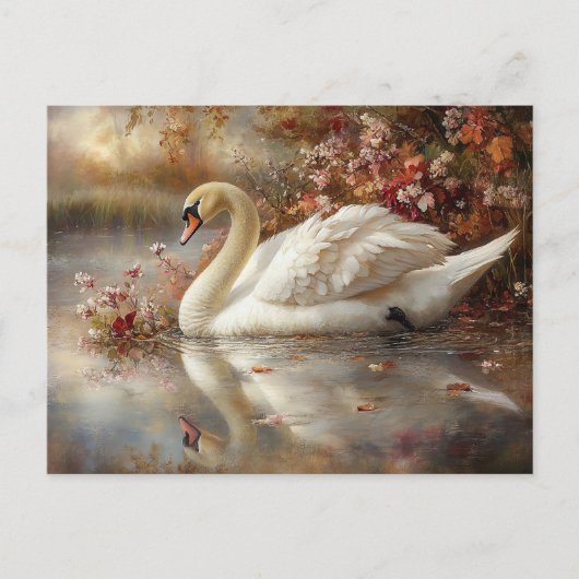 Swan Pastel Autumn Foliage Painting Postkarte (Vorderseite)