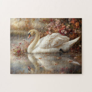 Swan Pastel Autumn Foliage Painting Puzzle