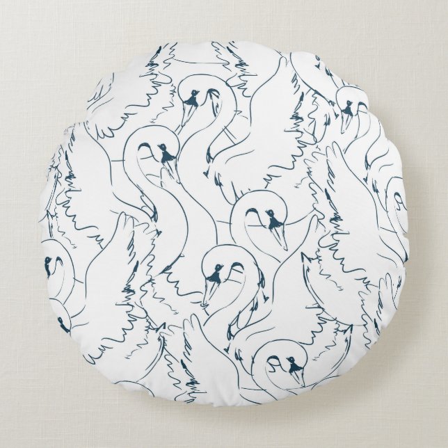 Swan Pattern Seamlessswan, pattern, abstract, back Rundes Kissen (Vorderseite)