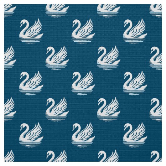 Swan Pattern - Weiß auf Ocean Blue Stoff (Muster)